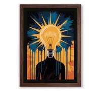 Bright Idea Modern Framed Wall Art Print A2 (59.4×42cm) Walnut, Wall Decor for Living Room, Bedroom, Office & Home, Ready to Hang, Art Gift