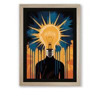 Bright Idea Modern Framed Wall Art Print A4 (29.7×21cm) Oak, Wall Decor for Living Room, Bedroom, Office & Home, Ready to Hang, Art Gift