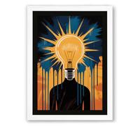 Bright Idea Modern Framed Wall Art Print A4 (29.7×21cm) White, Wall Decor for Living Room, Bedroom, Office & Home, Ready to Hang, Art Gift