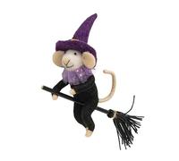 Bright Ideas Broomstick Witch Mouse Felted Ornament
