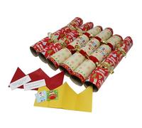 Bright Ideas Christmas Catering Crackers Box of 50 10 Inch Crackers for Christmas Tableware, Merry Christmas Festive Design With Sticker, Party Hat and Joke. BI0601.