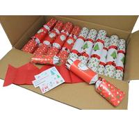Bright Ideas Christmas Catering Crackers - Box of 50, 10 Inch Festive Christmas Crackers with Paper Hat, Joke & Sticker - Christmas Table Decorations & Party - BI0601