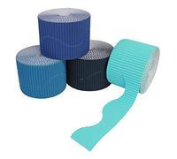 Bright Ideas Corrugated Border Rolls for School Displays, Blue Assortment, 4 Pack, 57mm x 7.5m (15m When Split), BI7871