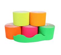 Bright Ideas Fluorescent Corrugated Border Rolls for School Displays Arts and Crafts, 5 Assorted Rolls,10cm x 7.5m, Shocking Pink, Outrageous Orange, Lime Green, Lemon Yellow, Tangy Tangerine. BI7874.