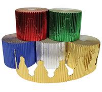 Bright Ideas Corrugated Border Rolls for School Displays, Metallic Assortment, 5 Pack, 57mm x 5m (10m When Split), BI7865