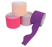 Bright Ideas PK04 Purple/Pink Assortment, 10cm x 7.5m Corrugated Border Rolls for School Displays Arts and Crafts. BI7869.