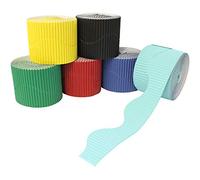 Bright Ideas Corrugated Border Rolls for School Displays, Wavy Assortment, 6 pack, 57mm x 7.5m (15m when split), BI7882