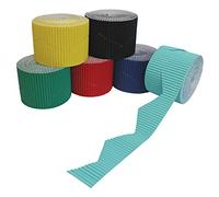 Bright Ideas Corrugated Border Rolls for School Displays, Zig-Zag Assortment, 6 Pack, 57mm x 7.5m (15m When Split), BI7880