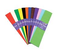 Bright Ideas Crepe Paper Sheets - Assorted Colours. Sheet Size: 50cm x 3m, Pack of 12 Folds. 17gsm, 40% Stretch, Colourfast and Acid Free. Ideal for Flower Making, Gift Wrapping and Arts & Crafts.