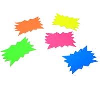 Bright Ideas Fluorescent Flashes. Flash Size 2.5 x 4” Inch, Approx 6.3cm x 10.1cm, Pack of 40 Assorted Colours. Ideal for Eye-catching Shop Retail and Price Signs. BI8003.