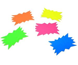 Bright Ideas Fluorescent Flashes. Flash Size 2.5 x 4” Inch, Approx 6.3cm x 10.1cm, Pack of 40 Assorted Colours. Ideal for Eye-catching Shop Retail and Price Signs. BI8003.