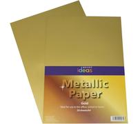 Bright Ideas Gold Metallic Paper, A4 Size 29.7 x 21 cm, 20 Sheets, 135gsm, Premium Stationery for Crafts