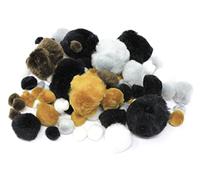 Bright Ideas Natural/Animal Pompoms. Assorted Colours and Sizes, 7mm to 38mm. Pack of 100 Acrylic Pompoms for Kids Crafts, Arts & Crafts and for DIY Creative Crafts Decorations. BI8020.