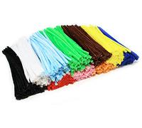 Bright Ideas Pipe Cleaners - Chenille Stems PK1000 Assorted 15cm x 5mm for Arts & Craft,10 Assorted Colours Black, White, Yellow, Green, Light Blue, Pink, Orange, Brown, Red, Dark Blue. BI0011.