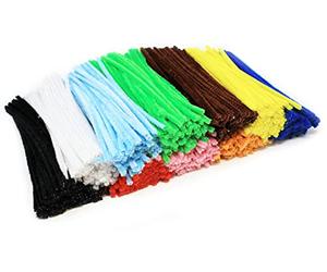 Bright Ideas Pipe Cleaners - Chenille Stems PK1000 Assorted 15cm x 5mm for Arts & Craft,10 Assorted Colours Black, White, Yellow, Green, Light and Dark Blue, Pink, Orange, Brown, Red. BI0011.