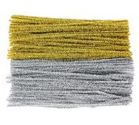 Bright Ideas Pipe Cleaners - Glitter Gold and Silver Tinsel PK100 Long Assorted 30cm x 6mm, Colour Pipe Cleaners, Arts & Craft, Bright Tinsel Cleaners for Crafting. BI0009.