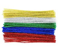 Bright Ideas Pipe Cleaners - Glitter Tinsel PK100 Long Assorted 30cm x 6mm, Multi Colour Pipe Cleaners, Arts & Craft, Green, Blue, Red, Gold, Silver Bright Tinsel Cleaners for Crafting. BI0007.