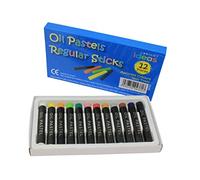 Bright Ideas Regular Oil Pastels - 12 Pack of Assorted Colours Crayons - Intense Bright Colours - Perfect Pastels for Kids, Artists, Students - for Paper, Card, Canvas, 6cm long x 8mm wide