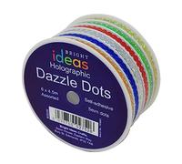 Bright Ideas Self-Adhesive Holographic Dazzle Dots, 6 Assorted Colours, 6 x 4.5m Strips, Sticky Coloured Dots Round Dot Labels (5mm) 27meters per Spool. BI3030.