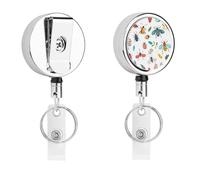 Bright Insect Pattern Badge Reel Retractable Stainless Steel Badge Clip with Lanyard Cute Badges Reel Holder Heavy-Duty Nurse Doctor Name Tag Badges Clip for Work