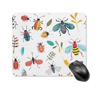 Bright Insect Pattern Mouse Pad Square Laptop Mouse Mat Cute Computer Mousepad Keyboard Pad Non-Slip Desk Pads for Gaming Office Work Home 25 * 30cm