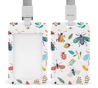 Bright Insect Pattern Retractable ID Badge Holder with Lanyard - Vertical Badge Reel,Keychain Clip,Name Tag Id Card Holder Protector for Nurse Officer Teacher Security Staff Women Men