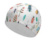 Bright Insect Pattern Swim Cap for Women Men Swimming Hat Bath Waterproof Pool Caps for Long Thick Curly Hair