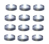 Bright LED Battery Operated Flameless Tea Light, Submersible Tea Candle Waterproof Decorations Underwater Vase Light for Party & Wedding, Pack of 12, Clear White
