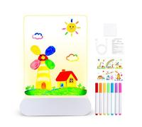 Bright LED Drawing Board - 8.7 Inch Rechargeable Acrylic Tracing Board with 7 Markers | Light 3D 4 Colors Kids Toy for School, Travel, Game Room