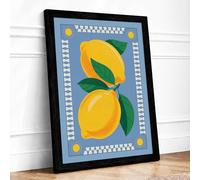 Bright Lemons Boho Framed Wall Art Print A1 (84.1×59.4cm) Black, Wall Decor for Living Room, Bedroom, Office & Home, Ready to Hang, Art Gift