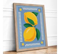 Bright Lemons Boho Framed Wall Art Print A4 (29.7×21cm) Oak, Wall Decor for Living Room, Bedroom, Office & Home, Ready to Hang, Art Gift