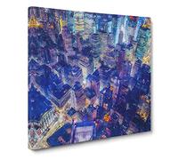 Bright Lights of New York City Canvas Print | Gallery Wrapped 30mm Frame Wall Art | 20x20 inches | Ready to Hang | Abstract Cityscape Picture | Living Room Bedroom Lounge Office