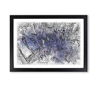 Bright Lights of New York City in Abstract Framed Print | A2 Black Framed Wall Art | Ready to Hang | Abstract Cityscape Picture | Living Room Bedroom Lounge Office