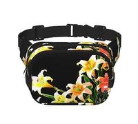 Bright lilies Printed multifunctional waist bag, unisex trendy messenger bag, travel sports storage bag
