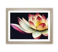 Bright Lotus Flower BLK Framed Print | A2 Oak Framed Wall Art | Ready to Hang | Modern Floral Picture | Living Room Bedroom Lounge Office