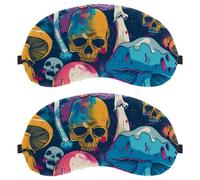 Bright Magic Mushrooms with Skulls Dutch Velvet Sleep Shade