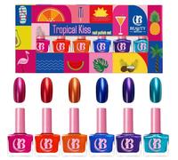 Bright Metallic Nail Polish Set High-Shine Finish 6 Colours x 10 ml Gift Box Tropical Kiss British Brand