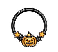 Bright Meteors 16g Wacky Halloween Pumpkin Septum Ring, Cute Halloween Septum Ring, Clicker Style, Easy To Open And Close, 8 Mm/10 Mm Helix Star Clicker Cartilage Earring for Women Men (10mm)