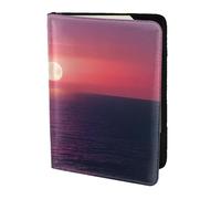 Bright Moon At Sea Hippie Print 5.5in Passport Travel Document Wallet Case Stylish Secure Men Women For Travelers, Black, One Size