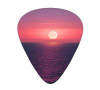 Bright Moon at Sea Hippie print Celluloid Guitar Plectrums for Acoustic Guitar Bass,Guitar Picks with Organizer Box