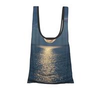 Bright Moon at Sea Hippie Print Foldable Reusable Grocery Bag Lightweight Shopping Tote for Groceries Travel Beach Eco-Friendly Compact Adventure Tote