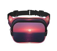Bright Moon at Sea Hippie Print Square Double Layer bag Waist Bag Trendy Pack Travel Bag with Adjustable Bel, Black, One Size