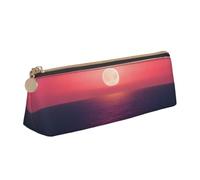 Bright Moon at Sea Hippie Print Triangular Pencil Case Large-Capacity Stationery Organizer Commute Supplies Pouch