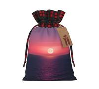 Bright Moon at Sea Hippie Printed Reusable Gift Bags - Christmas Drawstring Pouches for Xmas, Birthday, Wedding, Holidays