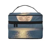 Bright Moon at Sea Hippie Travel Makeup Bag - Elegant and Spacious Cosmetic Organizer for On-The-Go