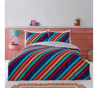 Bright Multicolour Stripe Duvet Cover Set Reversible Microfibre Quilt Bedding