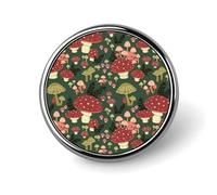 Bright Mushrooms Art Badge,Comfort Light in Weight Round Emblem Cute Funny Decor Brooch Smooth Does Not Fade Badges for Hats Jackets Coat Shirt