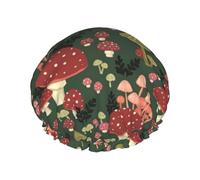 Bright Mushrooms Art Double Layer Waterproof Shower Cap for Women - Durable, Lightweight & Portable Bath Accessory for Long Hair