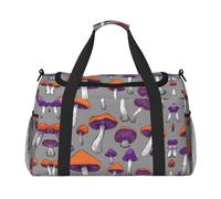 (Bright Mushrooms Art) Durable Twill Travel Tote Bag Large Capacity Handheld & Crossbody Bag for Weekend Trips,Sports,and Outdoor Activities