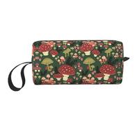Bright Mushrooms Art Print Portable Cosmetic Pouch, Travel Storage Case, Zippered Organizer Bag for Quick Access